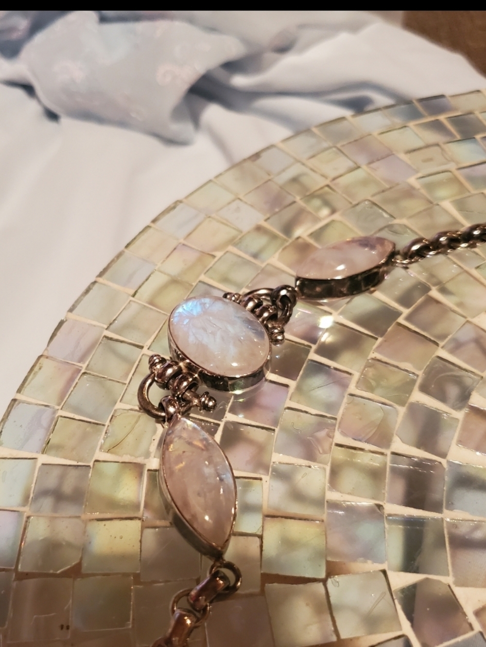 ♡Magical Fairy-tale Rainbow Moonstone & 925 Sterling Silver Bracelet~Vintage - Picture 10 of 16